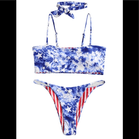 Zaful Other - American Flag REVERSIBLE Bikini Set